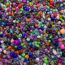 Seed beads, 2-5mm, farvemix, 200 gram
